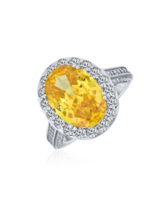 Estate 6CT Oval Halo CZ Cubic Zirconia Promise Cocktail Ring Sterling Silver Pave Side Stones