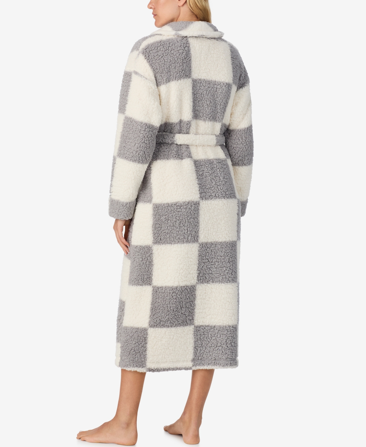 Sanctuary Women's Ultra-cozy Belted Check Wrap Short Robe In Gray