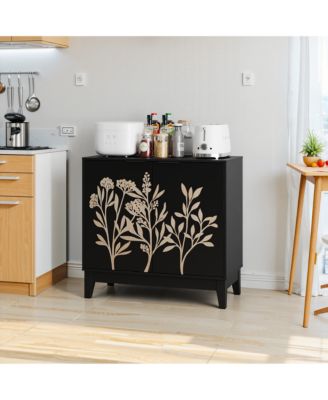 31.5" 1-Pc. Vintage Carved Buffet Cabinet with Adjustable Shelves and 2 Doors