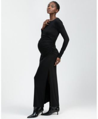 Maternity Boat Neck Maxi Daphne Dress with Side Ruching