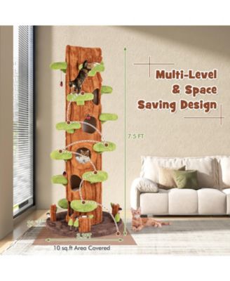 90.5'' Tall Multifunctional Cat Tree w/ Private Condos Sisal Covered Scratching Panel