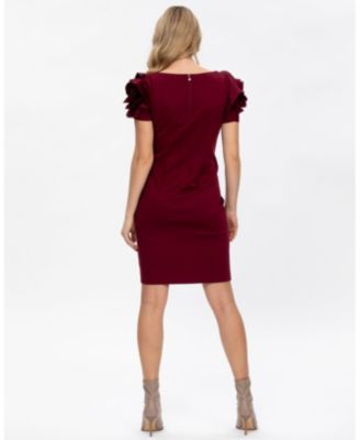 Maternity Sheath Capri Dress with Rose Sleeve Detail