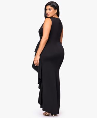 Plus Size Sleeveless Ruffled Gown
