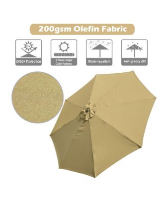 9FT UV50+ OLEFIN Outdoor Patio Umbrella with Base Crank Tilt Fade Resistant for Garden Beach Pool Deck Market Porch Backyard Cafe,Tan