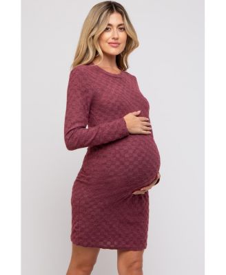 Maternity Olive Soft Brushed Knit Long Sleeve Dress