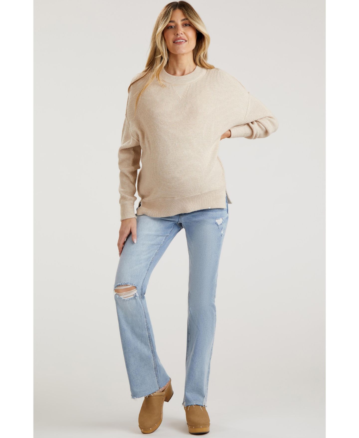 Женские джинсы Pinkblush Light Blue Distressed Bootcut, цвет: Синий — фото 6