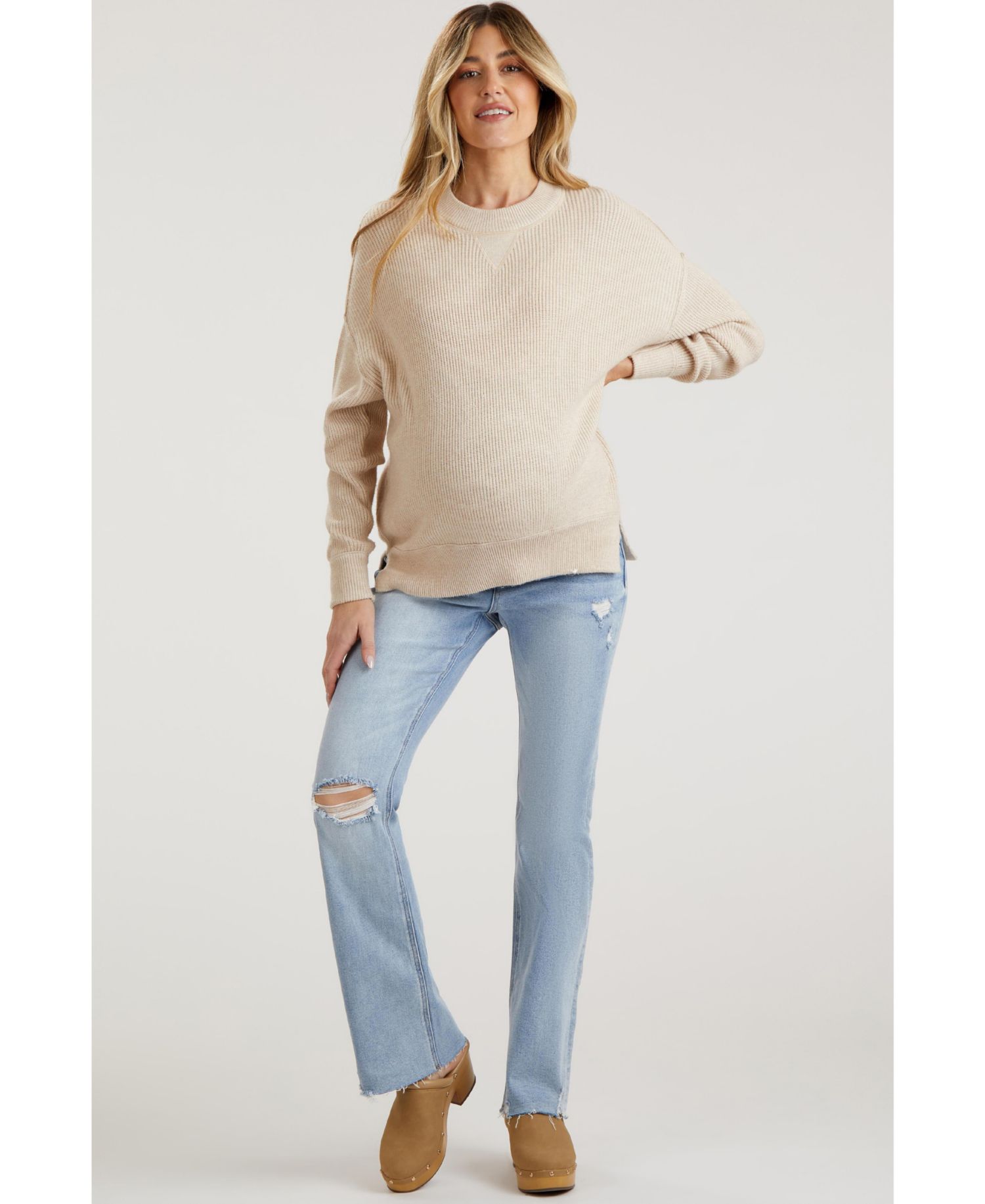 Women's Light Blue Distressed Bootcut Jeans
