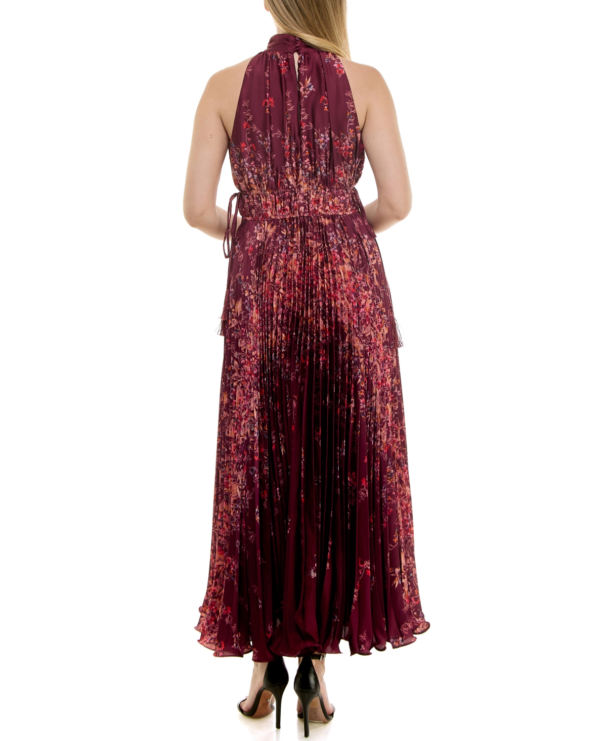 Taylor Plus Size Halter Neck Sleeveless Printed Maxi Dress In Multi