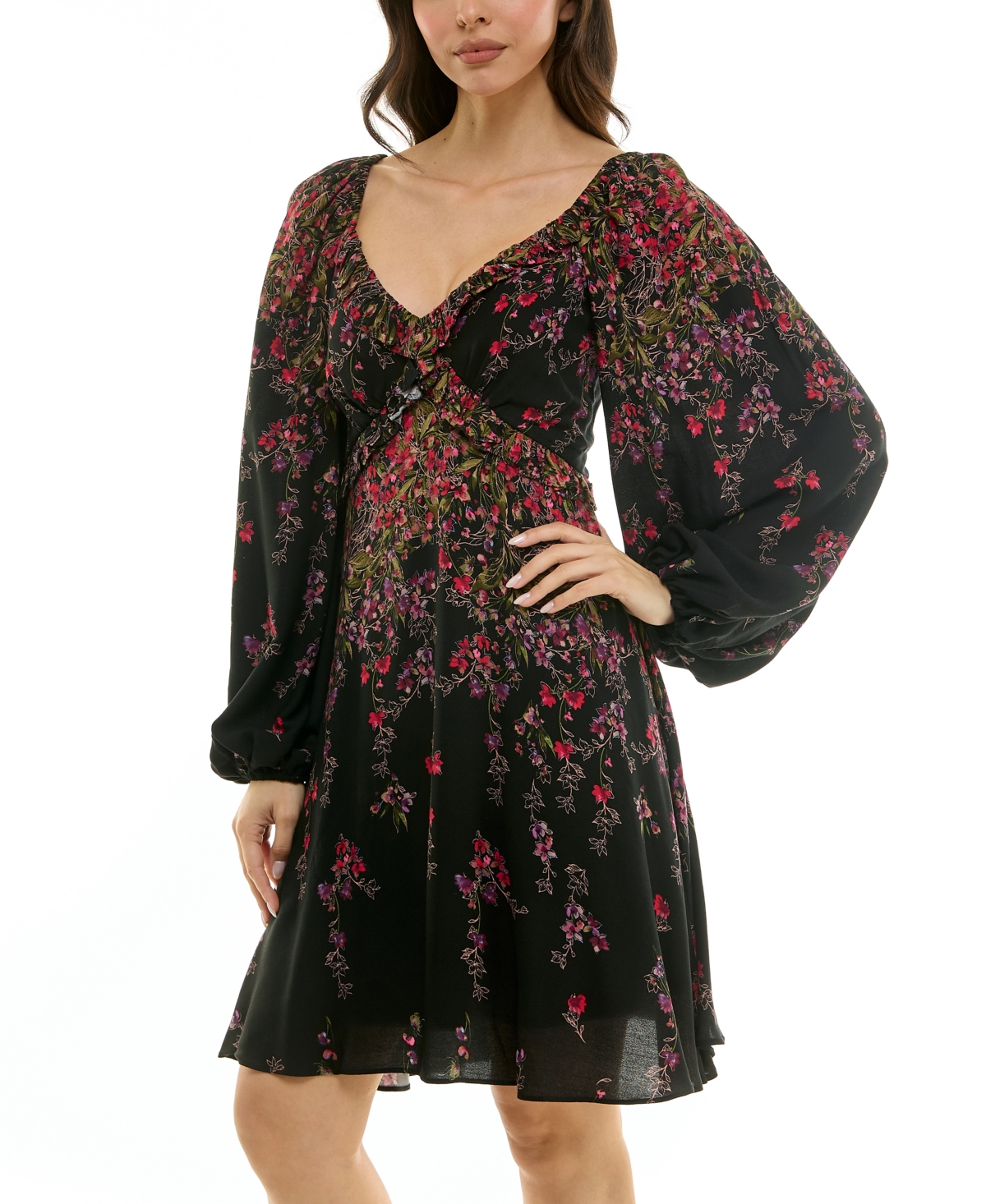 Taylor Women's Ruffled V-neck Dress In Multi
