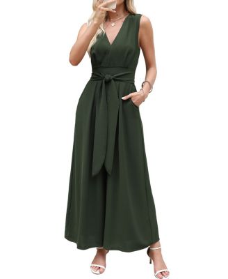 Women's Sleeveless Tie Front Jumpsuit