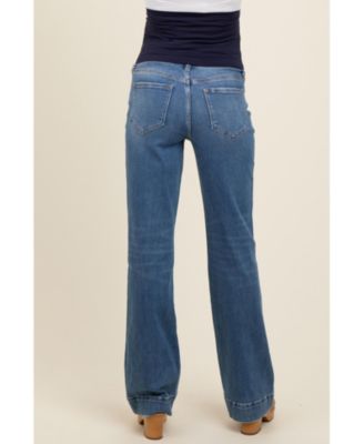 Maternity Blue Wide Hem Flare Jeans