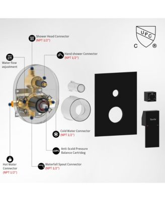Wall Mount Shower System with Rain Shower Head, Handheld Spray and Faucet Set