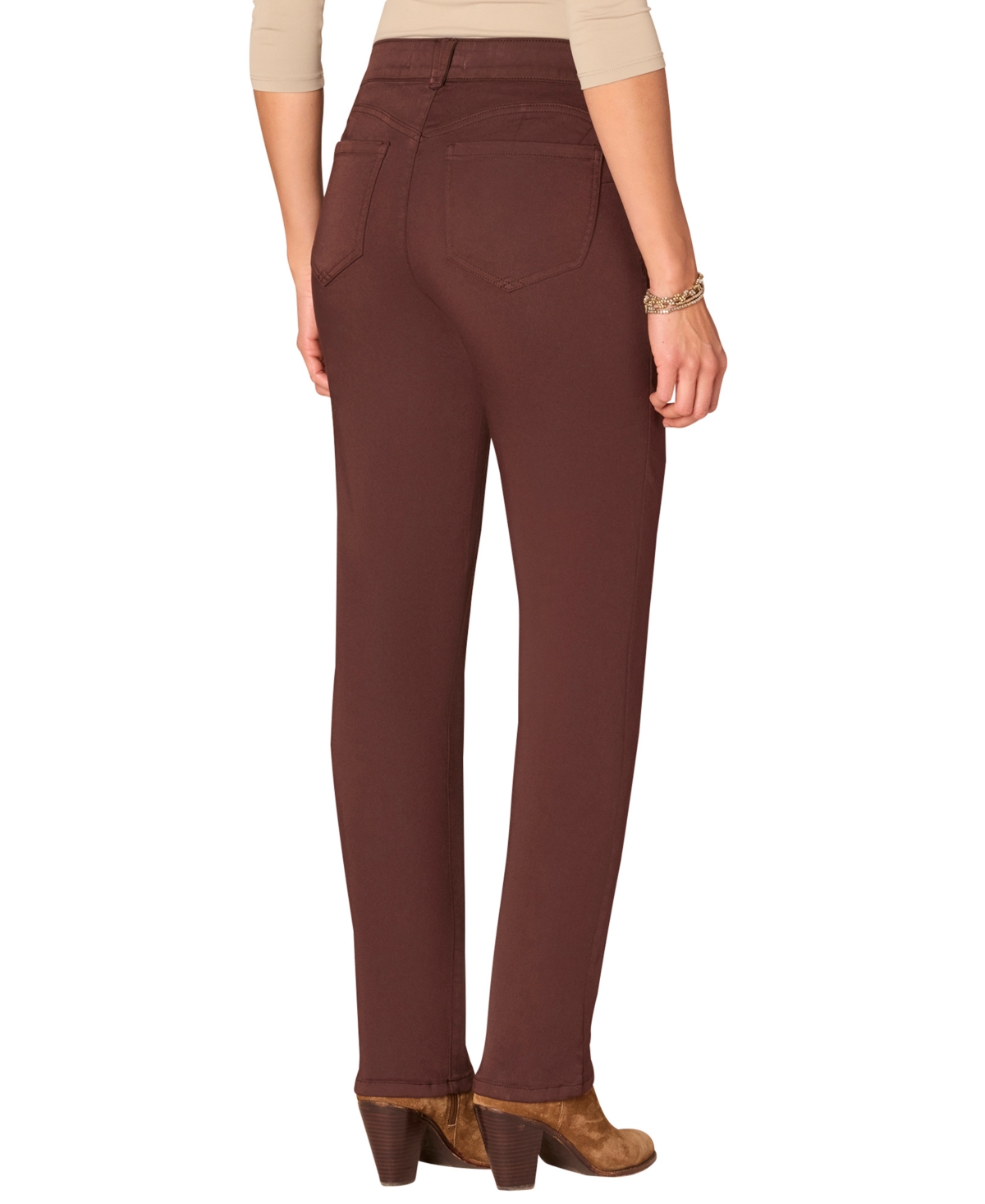 Democracy Petite "ab"solution Straight-leg Jeans In Burgundy