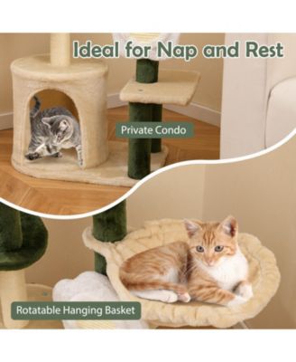 45'' Tall Cat Tree Flower Multi-level Pet Activity Center Furniture w/Sisal Post
