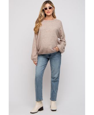 Taupe Basic Drop Shoulder Maternity Sweater
