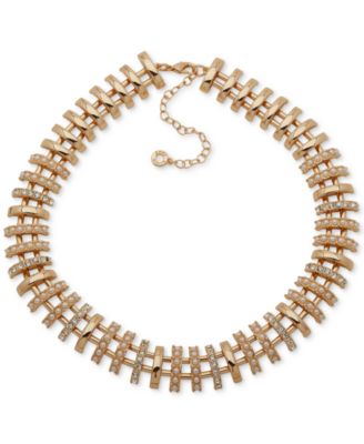 Anne Klein - Gold Tone 16" + 3" Extender White Pearl Open Bar Statement Necklace
