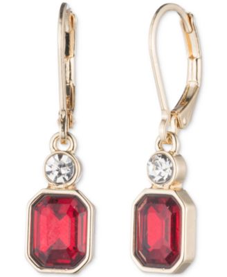 Anne Klein - Gold Tone Bright Crystal Siam Drop Earrings