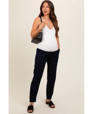 Maternity Navy Blue Pleated Relax Fit Pants