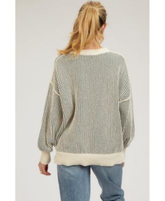 Maternity Pink Ribbed Balloon Sleeve Sweater