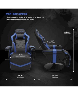 Reclining Gaming Chair with Footrest, Gaming Chair Recliner - Blue