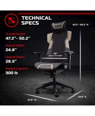 Gaming Chair With Lumbar Support, With Wheels for Computer/Desk/Office - Brown