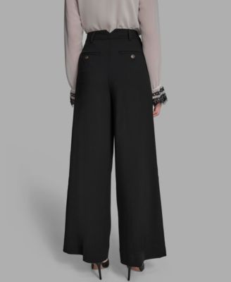Women's Pleated Back Notch Wide Leg Pants