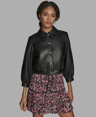 BCBG - Women's Crop Button Front Jacket