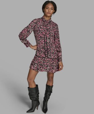 Women's Long Sleeve Drop Waist Dress