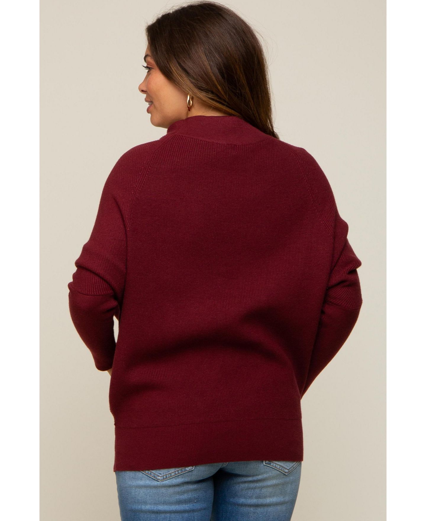 Женский свитер Pinkblush Forest Green Funnel Neck Dolman Sleeve, цвет: Бордовый — фото 4