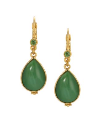 Green Moonstone Teardrop Earrings