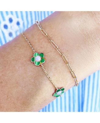 Malachite Daisy Bracelet 14K Gold