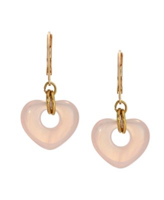 Gold Tone Heart Drop Leverback Earrings