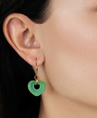 Gold Tone Heart Drop Leverback Earrings