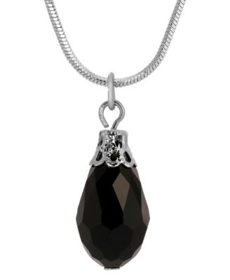 Silver Tone Teardrop Bead Necklace