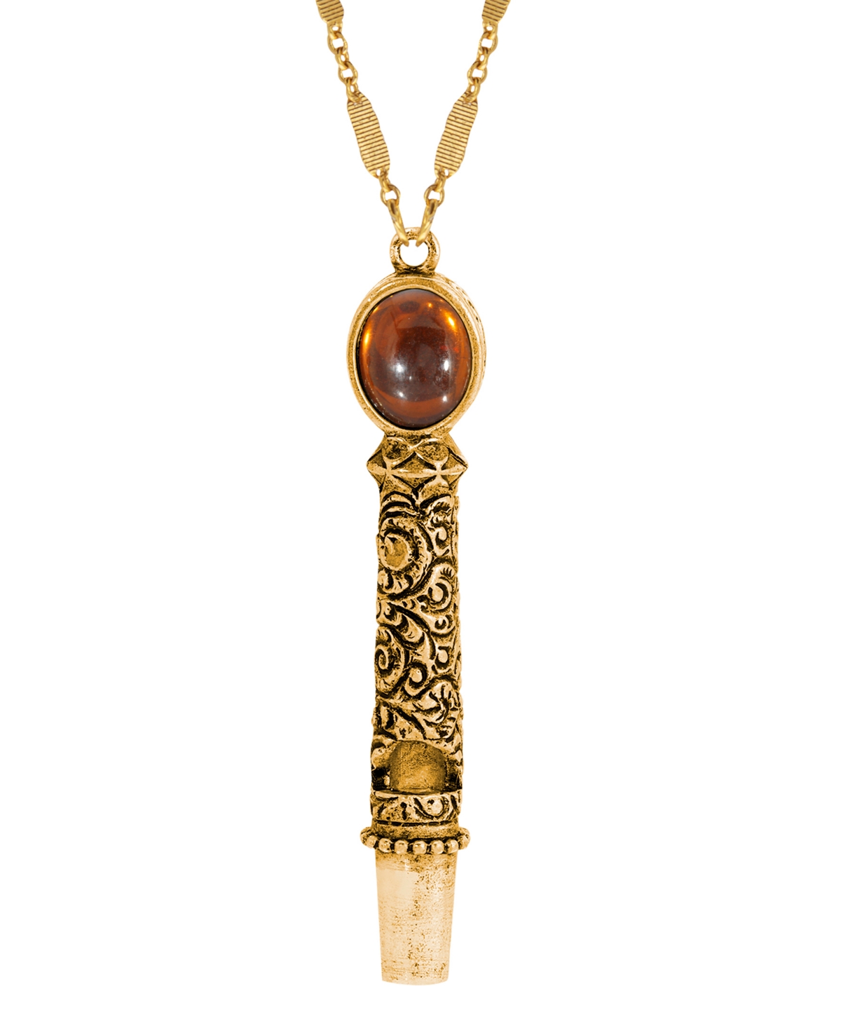 2028 Gold Tone Topaz Crystal Whistle Necklace In Gold