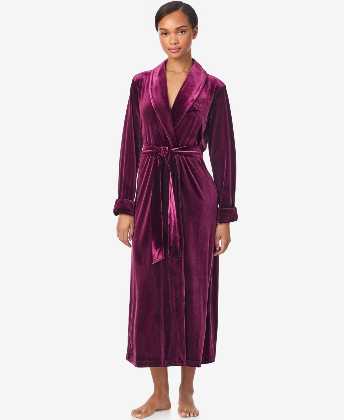 Ralph Lauren Women's Long Sleeves Shawl Collar Robe In Purple