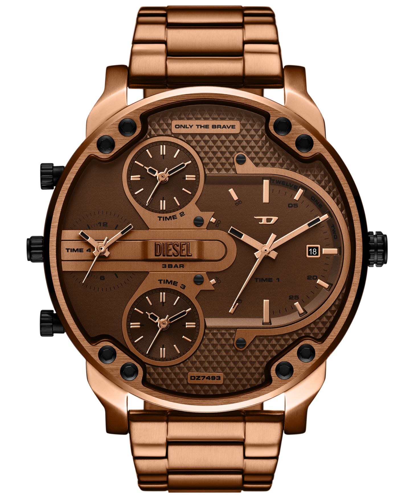 Мужские часы Diesel Mr. Daddy Slim Quartz Three-Hand Date Brown Stainless Steel Watch, 54mm — фото 1