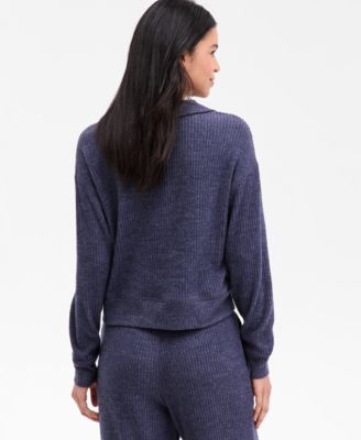 Women's Bib-Collar Ribbed Sweatshirt