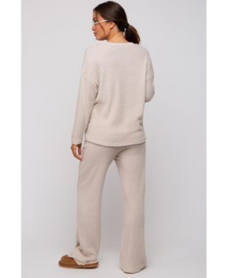 Maternity Black Ribbed Soft Knit Long Sleeve Pajama Set