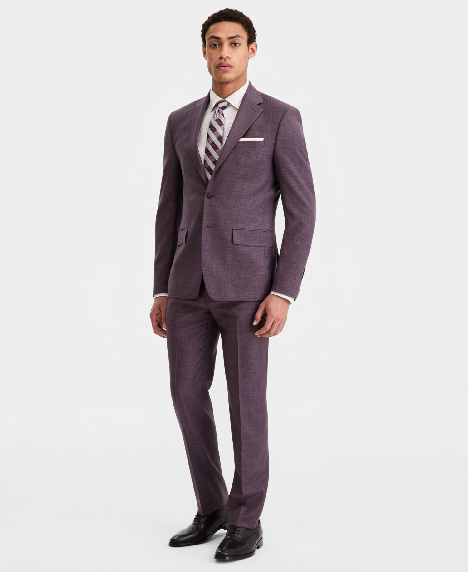 Men's Slim-Fit Wool-Blend Plaid Suit Separates