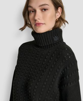 Women's Turtle Neck Bobble Stitch Long Sleeve Sweater