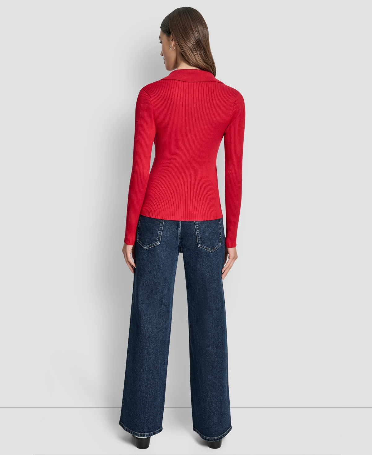 Dkny Jeans Women's Ribbed Long Sleeve Sweater In Red
