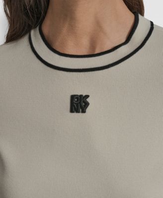 Women's Cropped Color Block Elbow Sleeve Sweater