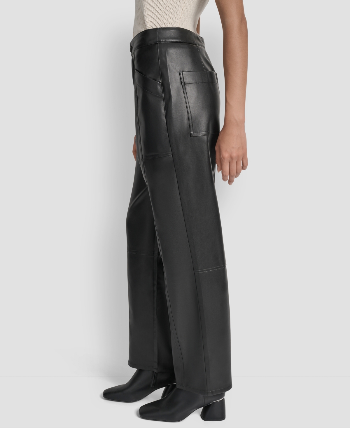 Dkny Jeans Women's High Rise Straight Leg Seamed Pants In Black