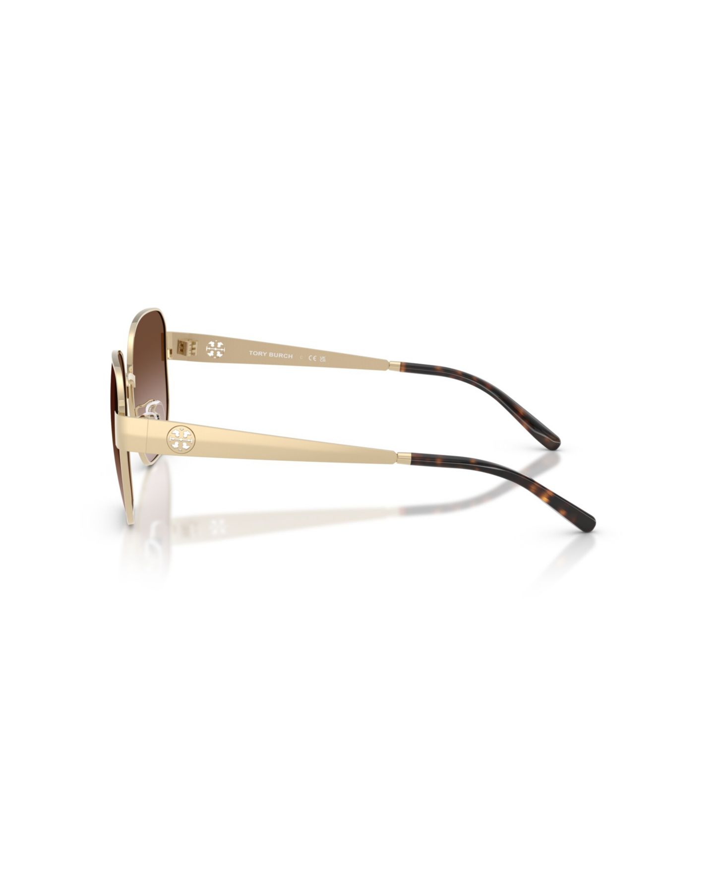 Женские солнцезащитные очки Tory Burch Geometric Sunglasses, TY6117, цвет: Блестящий светлый золотой — фото 8