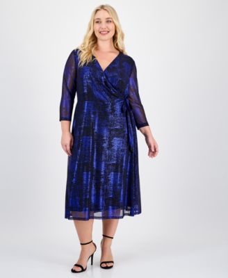 Connected - Plus Size Metallic Side-Tie Midi Dress