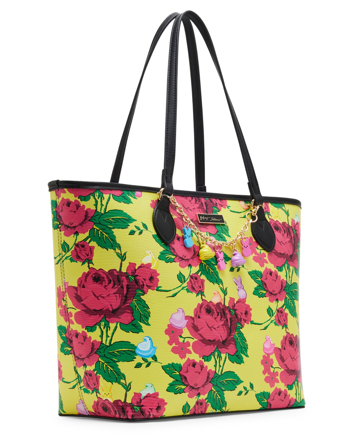 Betsey Johnson X Peeps Charm Bracelet Medium Tote Bag In Yellow