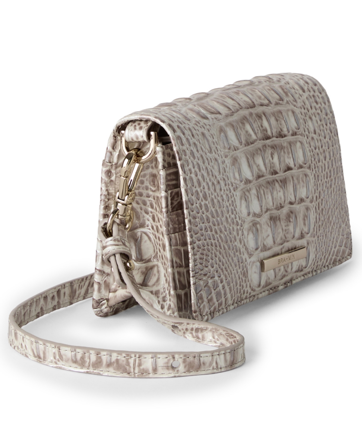 Brahmin Minuette Melbourne Mini Leather Crossbody Bag In Gray