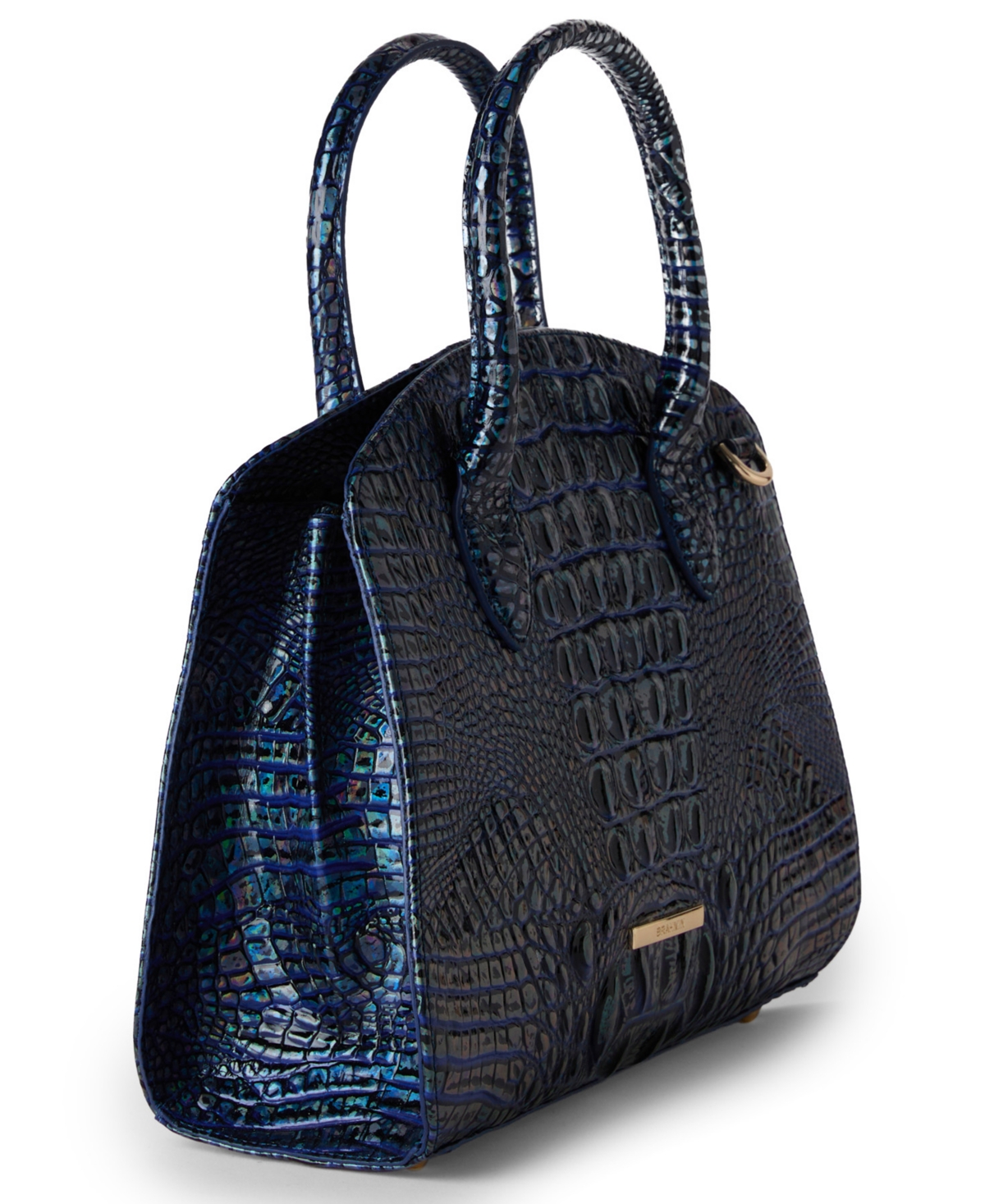 Brahmin Rosetta Melbourne Medium Leather Satchel Bag In Blue