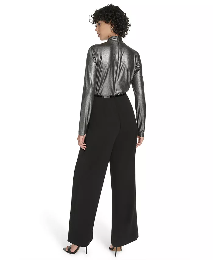 Women's Shimmer Belted Wide-Leg Jumpsuit - thumbnail 8